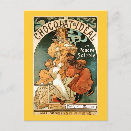 Alphonse (Alfons) Mucha Chocolat Ideal Briefkaart (Voorkant)