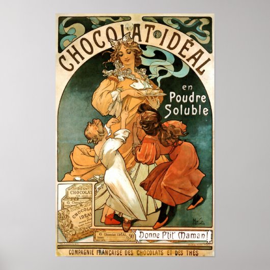 Alphonse (Alfons) Mucha Chocolat Ideal Poster (Voorkant)