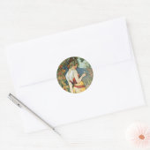 Alphonse (Alfons) Mucha: Cognac - Art Nouveau Ronde Sticker (Envelop)