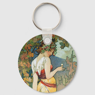 Alphonse (Alfons) Mucha: Cognac - Art Nouveau Sleutelhanger