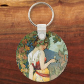 Alphonse (Alfons) Mucha: Cognac - Art Nouveau Sleutelhanger (Voorkant)