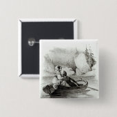 Alphonse de Lamartine en Elvire Vierkante Button 5,1 Cm (Voorkant /achterkant)