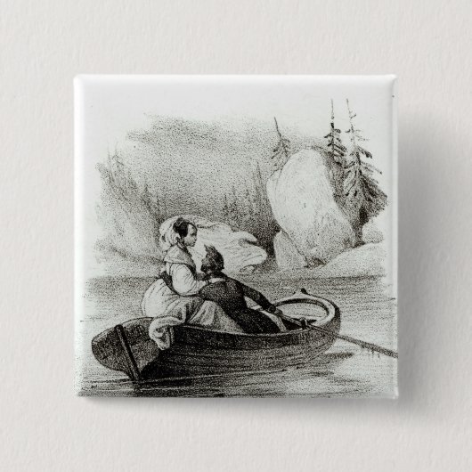 Alphonse de Lamartine en Elvire Vierkante Button 5,1 Cm (Voorkant)
