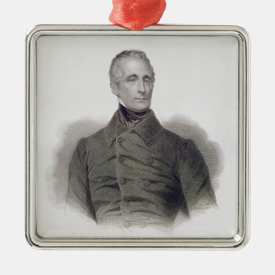 Alphonse de Lamartine, gegraveerd door Pierre Pele Metalen Ornament