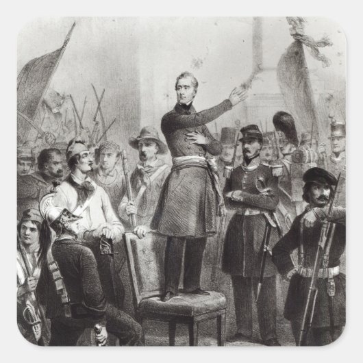 Alphonse de Lamartine in het stadhuis Vierkante Sticker (Voorkant)
