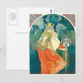 Alphonse Maria Mucha ~ Art Nouveau Briefkaart (Voorkant / Achterkant)