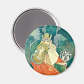 Alphonse Maria Mucha ~ Art Nouveau Magneet (Voorkant / Achterkant)