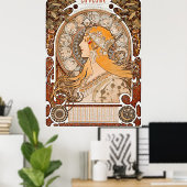 Alphonse Maria Mucha's Zodiaque of La Plume Poster (Thuiskantoor)