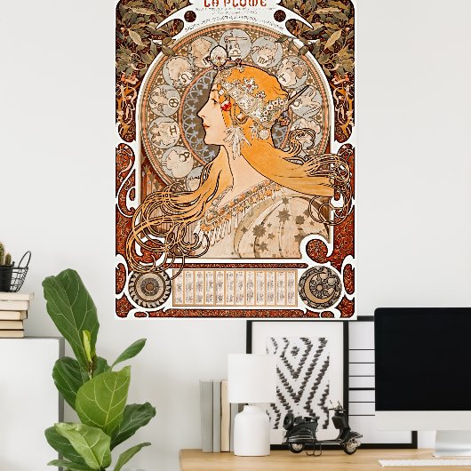 Alphonse Maria Mucha's Zodiaque of La Plume Poster (Thuiskantoor)