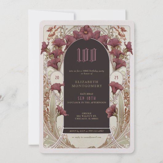 Alphonse Mucha 100th Birthday Art Nouveau Foliage Kaart (Voorkant)