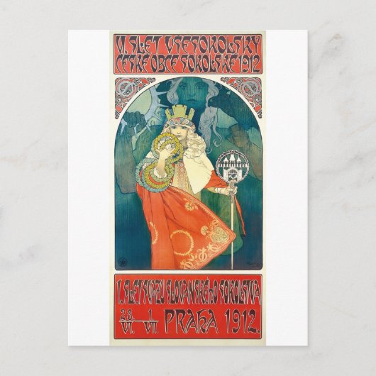 Alphonse Mucha 6th Sokol Festival, 1912 Briefkaart (Voorkant)
