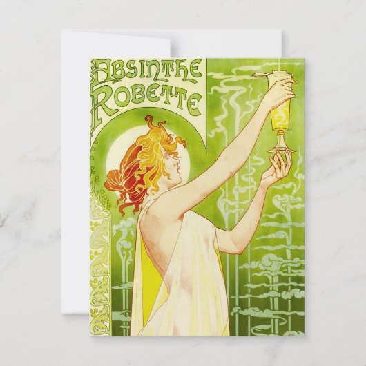 Alphonse Mucha Absinthe Robette Invitations Kaart (Voorkant)