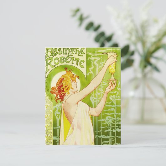 Alphonse Mucha Absinthe Robette Invitations Kaart (Staand voorkant)