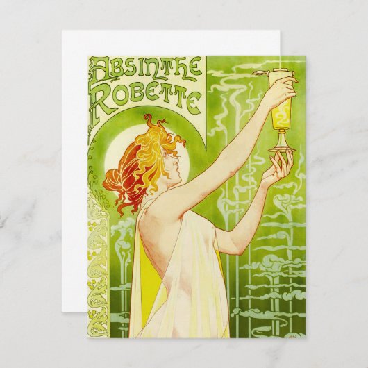 Alphonse Mucha Absinthe Robette Invitations Kaart (Voorkant / Achterkant)