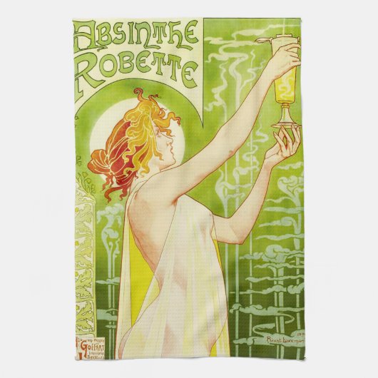 Alphonse Mucha Absinthe Robette Kitchen Towel Theedoek (Verticaal)