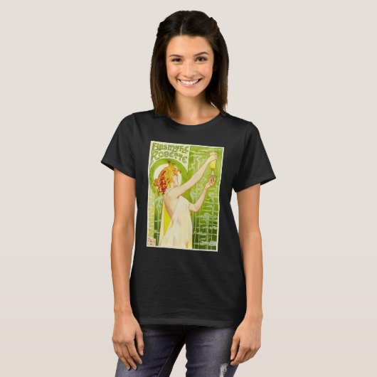 Alphonse Mucha Absinthe Robette T-shirt (Voorkant volledig)