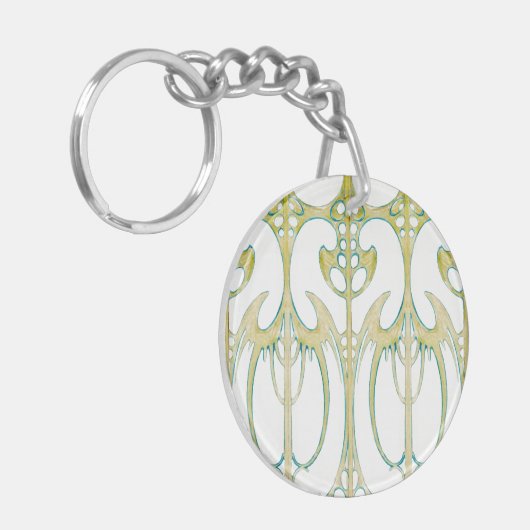 Alphonse Mucha abstracte kunst en handtekening Sleutelhanger (Voorkant Links)