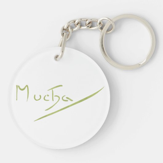 Alphonse Mucha abstracte kunst en handtekening Sleutelhanger (Achterkant)