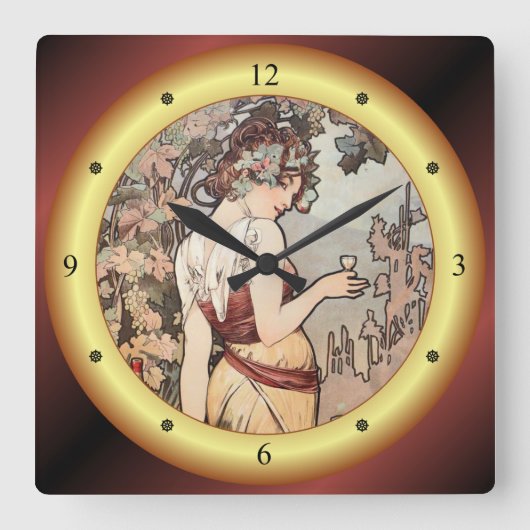 Alphonse Mucha ~ Affiche Cognac ~ Cognac ad ~ 1899 Vierkante Klok (Voorkant)