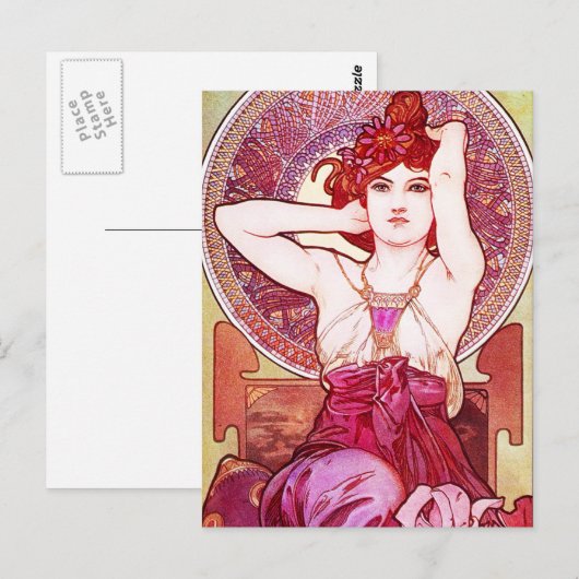 Alphonse Mucha Amethyst Briefkaart (Voorkant / Achterkant)