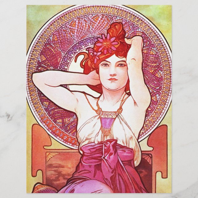 Alphonse Mucha Amethyst Floral  Art Nouveau (Voorkant)
