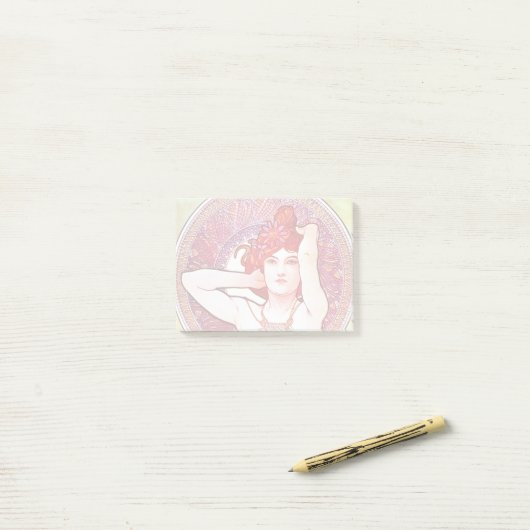 Alphonse Mucha Amethyst Floral  Art Nouveau Post-it® Notes (Op bureau)