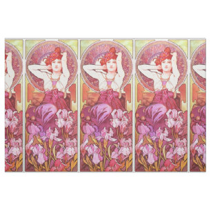 Alphonse Mucha Amethyst Floral  Art Nouveau Stof