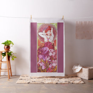 Alphonse Mucha Amethyst Floral  Art Nouveau Stof