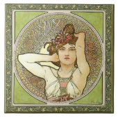 Alphonse Mucha Amethyst Green Art  Tegeltje (Voorkant)