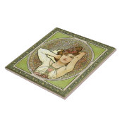Alphonse Mucha Amethyst Green Art  Tegeltje (Zijkant)