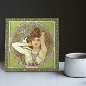 Alphonse Mucha Amethyst Green Art  Tegeltje