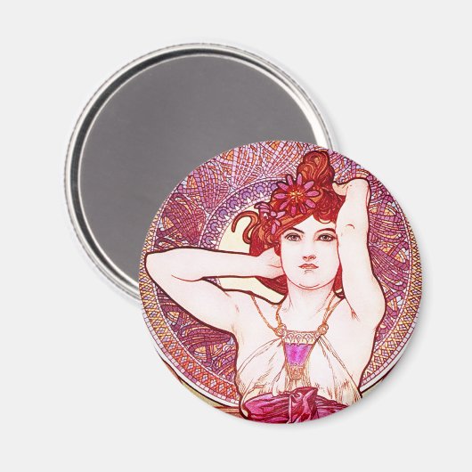 Alphonse Mucha Amethyst Magnet (Voorkant / Achterkant)