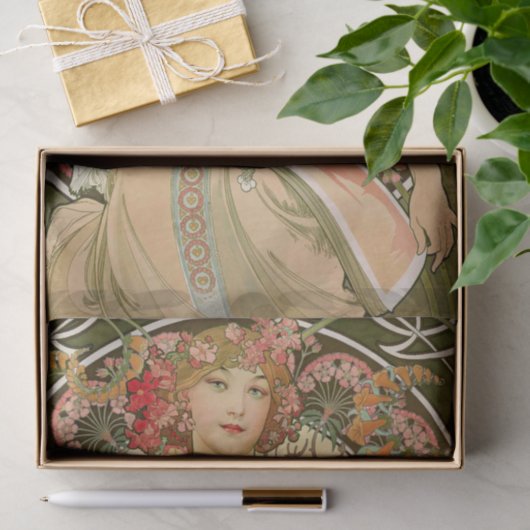 Alphonse Mucha Antiek ontkoppelpapier Tissuepapier (Geschenk)