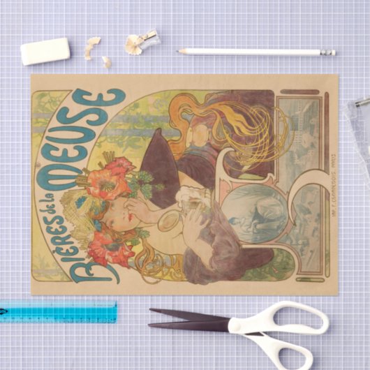 Alphonse Mucha Antiek ontkoppelpapier Tissuepapier (Craft)