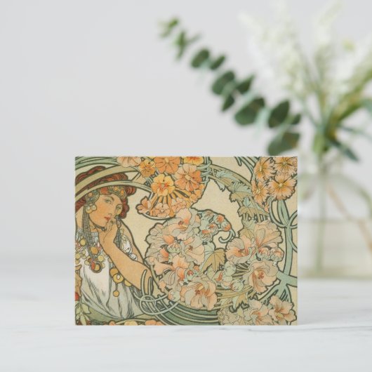 Alphonse Mucha Art Briefkaart (Staand voorkant)