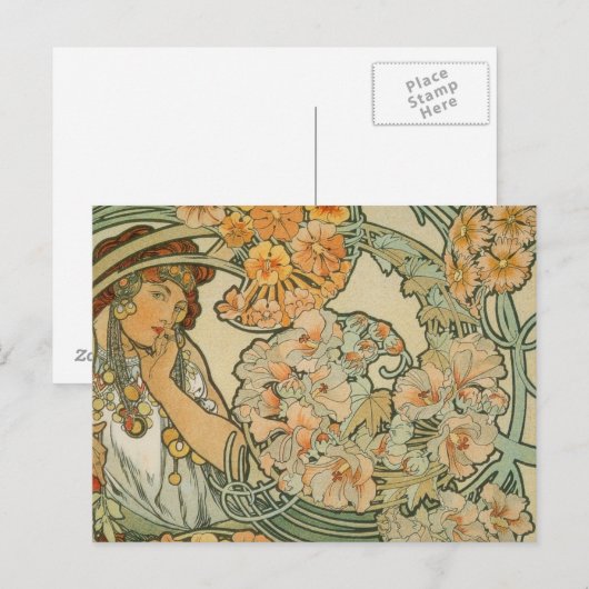 Alphonse Mucha Art Briefkaart (Voorkant / Achterkant)