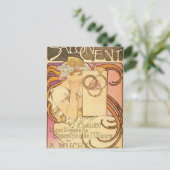 Alphonse Mucha Art Deco Briefkaart (Staand voorkant)