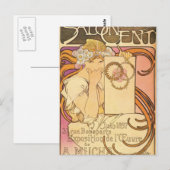 Alphonse Mucha Art Deco Briefkaart (Voorkant / Achterkant)
