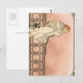 Alphonse Mucha Art Deco Briefkaart (Voorkant / Achterkant)