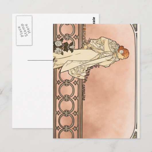 Alphonse Mucha Art Deco Briefkaart (Voorkant / Achterkant)