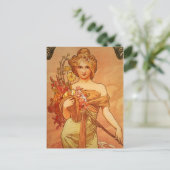 Alphonse Mucha Art Deco Briefkaart (Staand voorkant)
