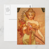 Alphonse Mucha Art Deco Briefkaart (Voorkant / Achterkant)