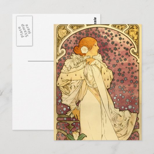 Alphonse Mucha Art Deco Briefkaart (Voorkant / Achterkant)