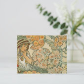 Alphonse Mucha Art Deco Briefkaart (Staand voorkant)