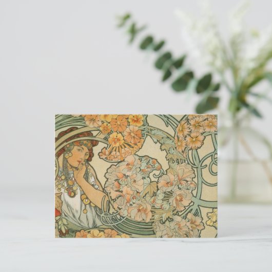 Alphonse Mucha Art Deco Briefkaart (Staand voorkant)