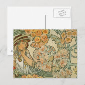 Alphonse Mucha Art Deco Briefkaart (Voorkant / Achterkant)