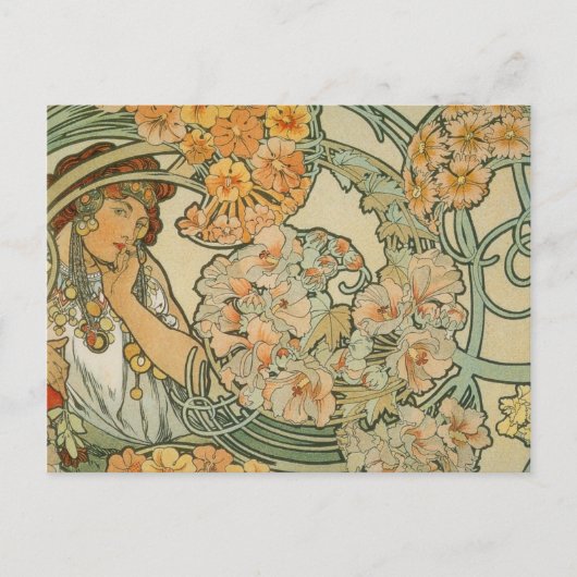 Alphonse Mucha Art Deco Briefkaart (Voorkant)