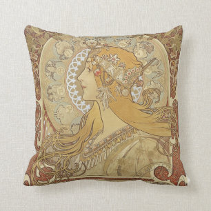 Alphonse Mucha Art Deco Kussen