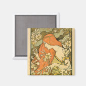 Alphonse Mucha Art Deco Magneet (Voorkant / Achterkant)