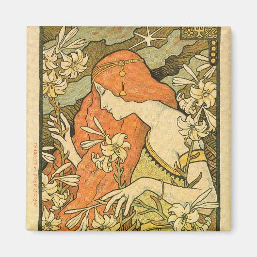 Alphonse Mucha Art Deco Magneet (Voorkant)